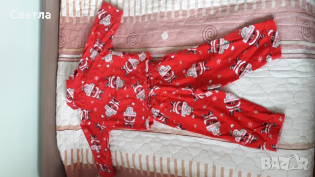 Коледна памучна пижама за 1 година, снимка 2 - Бебешки пижами - 30669976