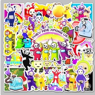 50 бр teletubbies Телетъбис Телетабис самозалепващи лепенки стикери за украса картонена торта, снимка 5 - Други - 31433096