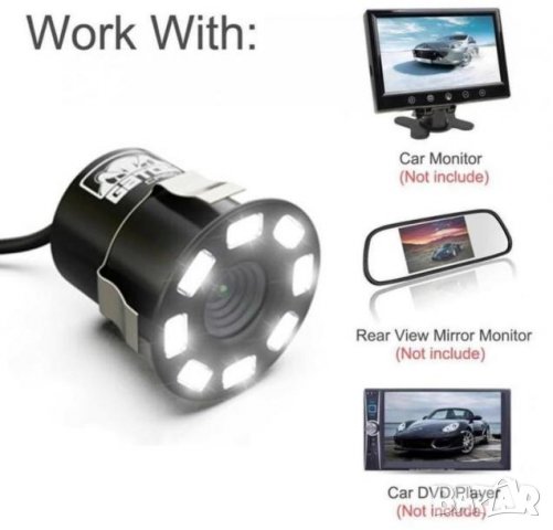 18.5мм 8 Led HD CCD Супер Мини Водонепромокаема Камера за Автомобил за Задно Нощно Виждане Паркиране, снимка 7 - Навигация за кола - 35268099