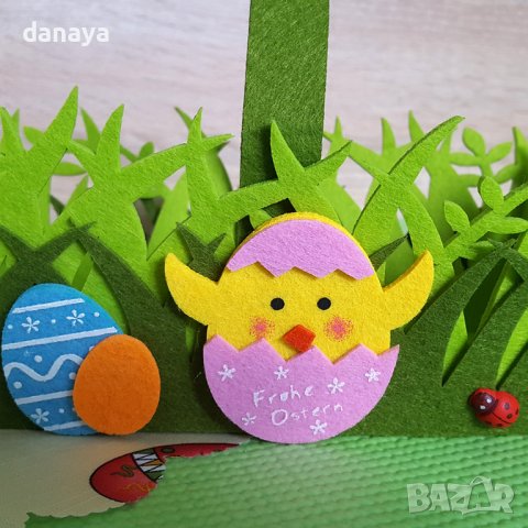 1411 Великденска кошница с дръжка панер за великденски яйца и лакомства, снимка 4 - Декорация за дома - 40214176