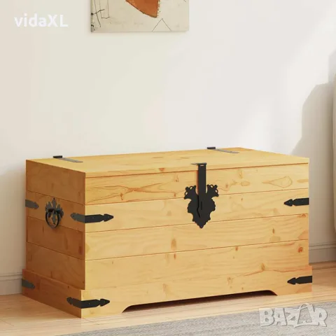 vidaXL Сандък, бор, мексикански стил “Корона“, 91x49,5x47 cм, снимка 2 - Скринове - 56146359
