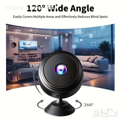 Модерна Мини безжична HD камера с Wi-Fi, нощно виждане и детекция на движение, снимка 6 - IP камери - 52892304