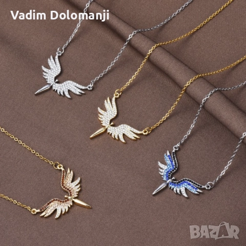 Нежно дамско колие с висулка феникс с камъни, снимка 2 - Колиета, медальони, синджири - 52424255