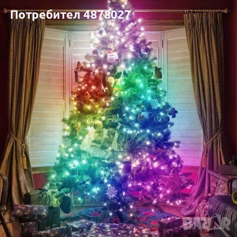Многоцветни лампички с флашка, дистанционно и приложение за телефона / Поставяте края лампичките на 