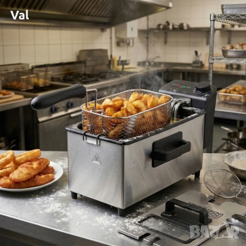 Електрически фритюрник Cheffinger CF-EDP3.0 3L, 2000W, неръждаема стомана, регулируема температура,, снимка 5 - Фритюрници - 53976824