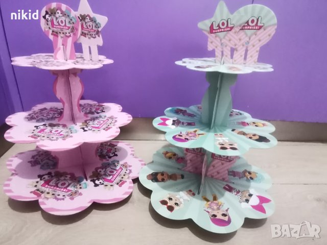 Кукли LOL L.O.L ЛОЛ Surprise  3 етажна Триетажна поставка стойка за мъфини картонена кексчета