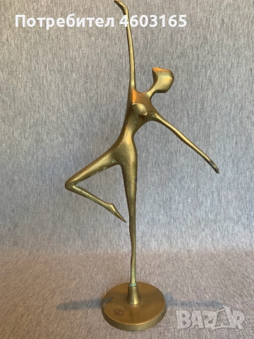 стара   бронзова фигура  статуетка  на балерина, снимка 1