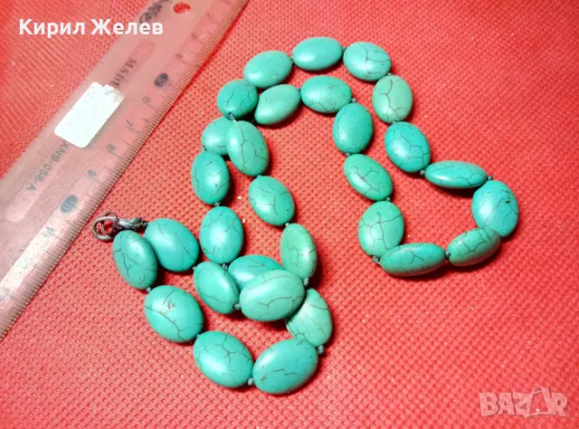 ШАРМАТЕН ТЮРКОАЗЕН РЕТРО АР ДЕКО СТИЛ ГЕРДАН КОЛИЕ 47274, снимка 2 - Колиета, медальони, синджири - 47309092