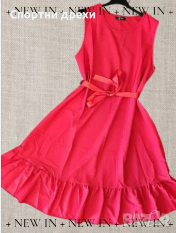 Много цветове дамски летни рокли с коланче,дължина до коляното, снимка 6 - Рокли - 50454811