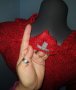 Червен пуловер тип туника с издължена задна част "charlotte russe" / голям размер / унисайз , снимка 6
