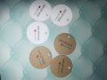 20 бр кръгли Handmade with love Тагове табелки етикети картонени за подаръци ръчна изработка украса, снимка 1 - Други - 35257593