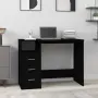 vidaXL Бюро с чекмеджета, черно, 102x50x76 см, инженерно дърво, снимка 2