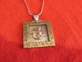 Солиден кован  Сребърен медальон Нептун със зодий и синджирче - Нептун символизира съвършенството, снимка 1 - Колиета, медальони, синджири - 35336268
