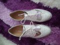 Есенни бели дамски стилни  обувки със връзки , снимка 3