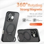 Магнитен Матов Калъф за Honor 600 Lite 5G с 360° Стойка - TPU+PC, 12 Airbag, N52 магнит, Прозрачно-ч, снимка 3