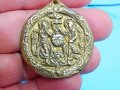 Стара бронзова икона, амулет, накит 38 мм с вързанка  за да ви пази и закриля, снимка 3