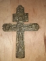 Стар голям възрожденски бронзов кръст разпятие религия, снимка 1