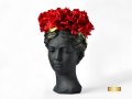 Арт ваза във формата на глава на гръцка богиня / Подарък за рожден ден / Абстрактна ваза черен мат, снимка 3
