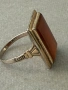 Разкошен сребърен позлатен пръстен с естествен камък Сердолик  , снимка 3