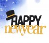 Happy New Year Честита Нова Година с шапка бомбе картонен брокатен топер украса декор топра, снимка 1 - Други - 31264256