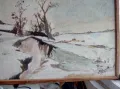 ЗИМА Стара Авторска Българска МАСЛЕНА КАРТИНА Зимен Пейзаж 80/50см ПОДПИСАНА, снимка 7