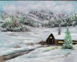 Зима в планината маслена картина , снимка 1 - Картини - 42907814