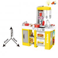 Детска кухня със светещи керамични котлони, реалистични звуци и мивка с течаща вода (72.5см), снимка 2 - Играчки за стая - 37422866