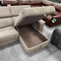 Сив ъглов диван от плат с функция сън и ракла, снимка 3 - Дивани и мека мебел - 39972756
