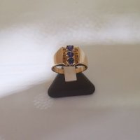 Златен пръстен с лилав аметист , снимка 4 - Пръстени - 30283686