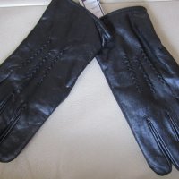 Черни мъжки кожени ръкавици с подплата от естествена кожа,, снимка 1 - Ръкавици - 31594713