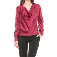 Стилна дамска блуза в бордо марка Lisa Moretti, снимка 1 - Блузи с дълъг ръкав и пуловери - 29107873