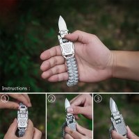 Тактическа гривна нож за защита оцеляване къмпинг планина лов риболов, снимка 8 - Ножове - 29092572
