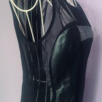 Нова къса черна рокля с тюл и кожа на TFNC London, снимка 4 - Рокли - 28388975