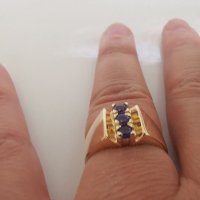 Златен пръстен с лилав аметист , снимка 11 - Пръстени - 30283686