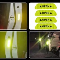 4 броя светлоотразителни стикери за вратите на автомобила Отворени OPEN, снимка 3 - Аксесоари и консумативи - 29933687
