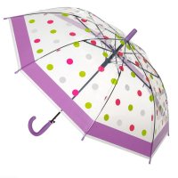 Чадър за дъжд Автоматичен детски прозрачен многоцветен чадър на точки 66 см, снимка 3 - Чадъри - 42875876