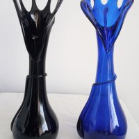 2 красиви стари български стъклени вази, снимка 1 - Вази - 31847750