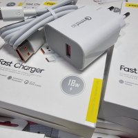 ЗАРЯДНО fast charge 18W USB + USB-type-c cable, снимка 7 - Кабели и адаптери - 44150656