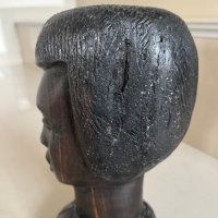 Глава абанос стара статуетка дървена, снимка 3 - Статуетки - 42704924