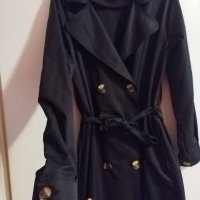 Дамски черен шлифер нов Л-ХЛ, снимка 3 - Шлифери - 40303666