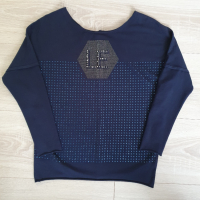 Синя блуза с камъчета на Lady elite, снимка 1 - Блузи с дълъг ръкав и пуловери - 44778245