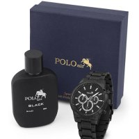 Мъжки комплект, Парфюм и часовник, Polo Air, черен, снимка 1 - Мъжки - 44147897