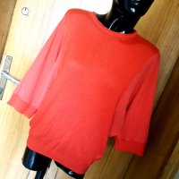 Светло червена блуза прилеп плетиво Л, снимка 1 - Блузи с дълъг ръкав и пуловери - 34043049