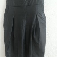 Черна кожена пола, снимка 3 - Поли - 30072781