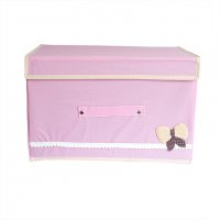 1734 Текстилна сгъваема кутия за съхранение с декорация панделка, снимка 8 - Органайзери - 30349090