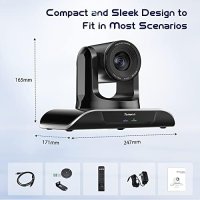 Нова Tenveo PTZ камера 1080P за стрийминг разговори конференция срещи, снимка 2 - HD камери - 42160674