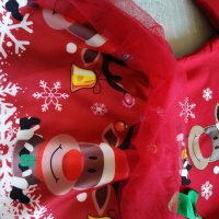 Коледни роклички малки и големи номера червен цвят с еленче и дантела. Памучна материя, еластична. , снимка 3 - Детски рокли и поли - 38481570
