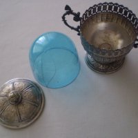 Стара захарница бонбониера  ВМФ Уникат с оригиналното стъкло  wmf, снимка 6 - Антикварни и старинни предмети - 37460864