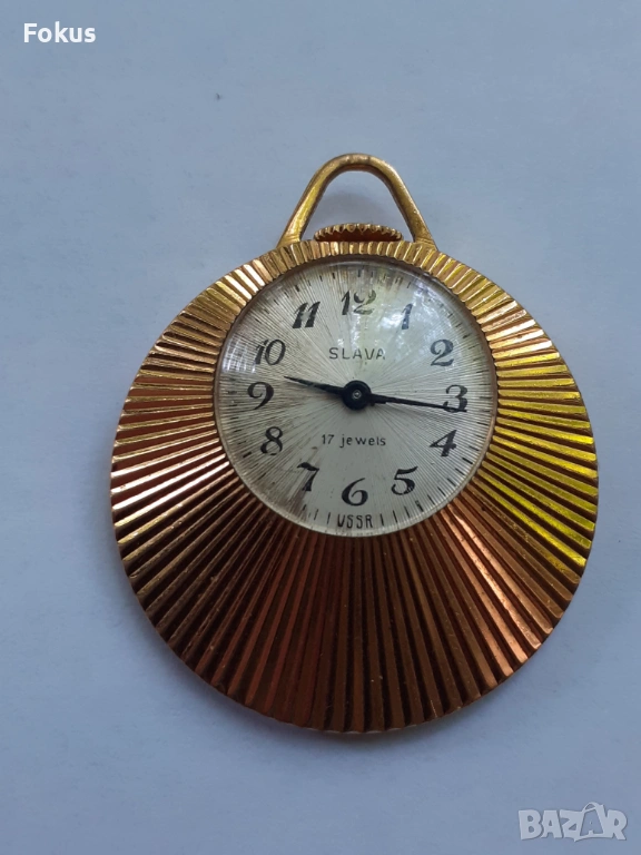 Стар руски часовник Слава медальон с позлата 6 микрона, снимка 1