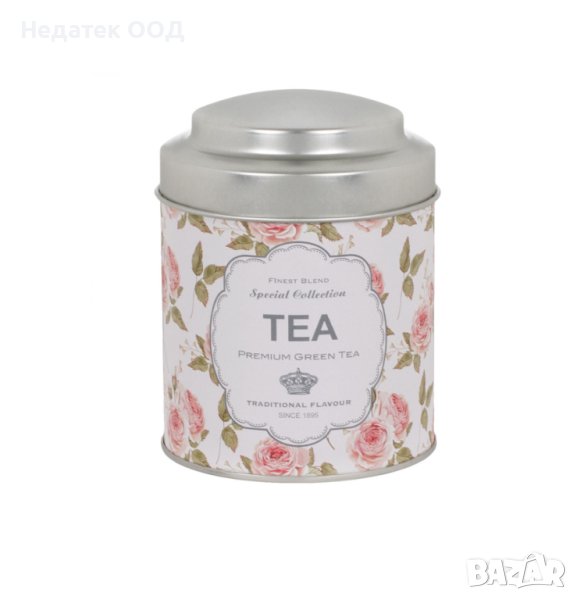  Kутия за чай, Метална, флорална, 9x11.8см, снимка 1